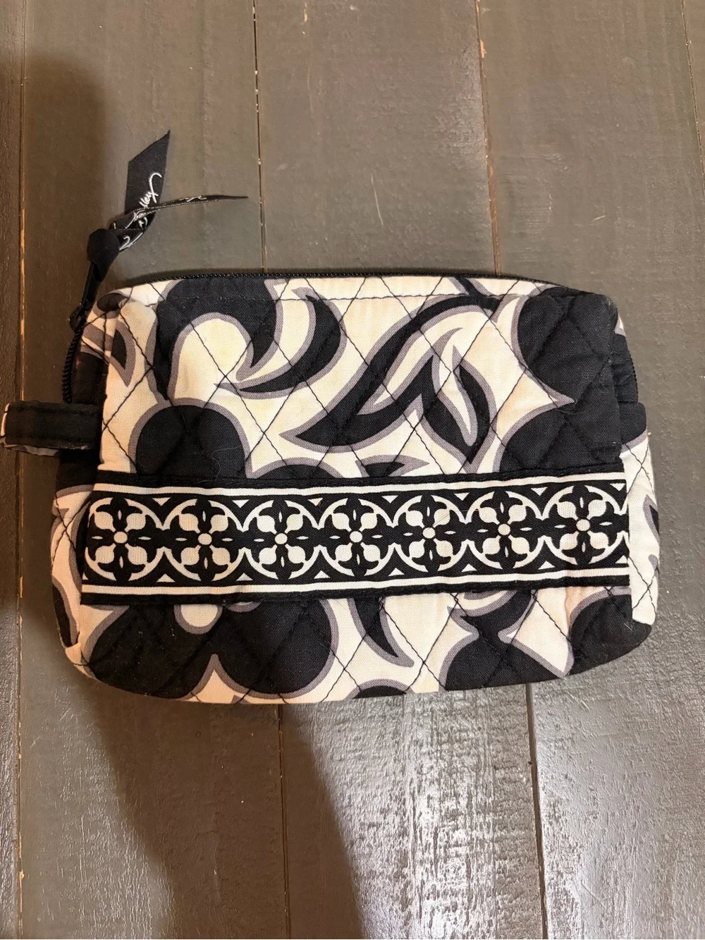 Vera Bradley Black & White Quilted Cosmetic Pouch - Stylish Women's Bag